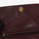 Chanel Bordeaux Mini Classic Quilted Lambskin Full Flap Wallet On Chain WOC With 24K Gold-Plated Hardware