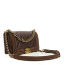 Chanel Boy Medium Flap Bag Burgundy Quilted Distressed Calfskin Aged Gold Hardware, 2013-2014