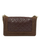 Chanel Boy Medium Flap Bag Burgundy Quilted Distressed Calfskin Aged Gold Hardware, 2013-2014