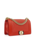 Chanel Boy Red Flap Leather Bag