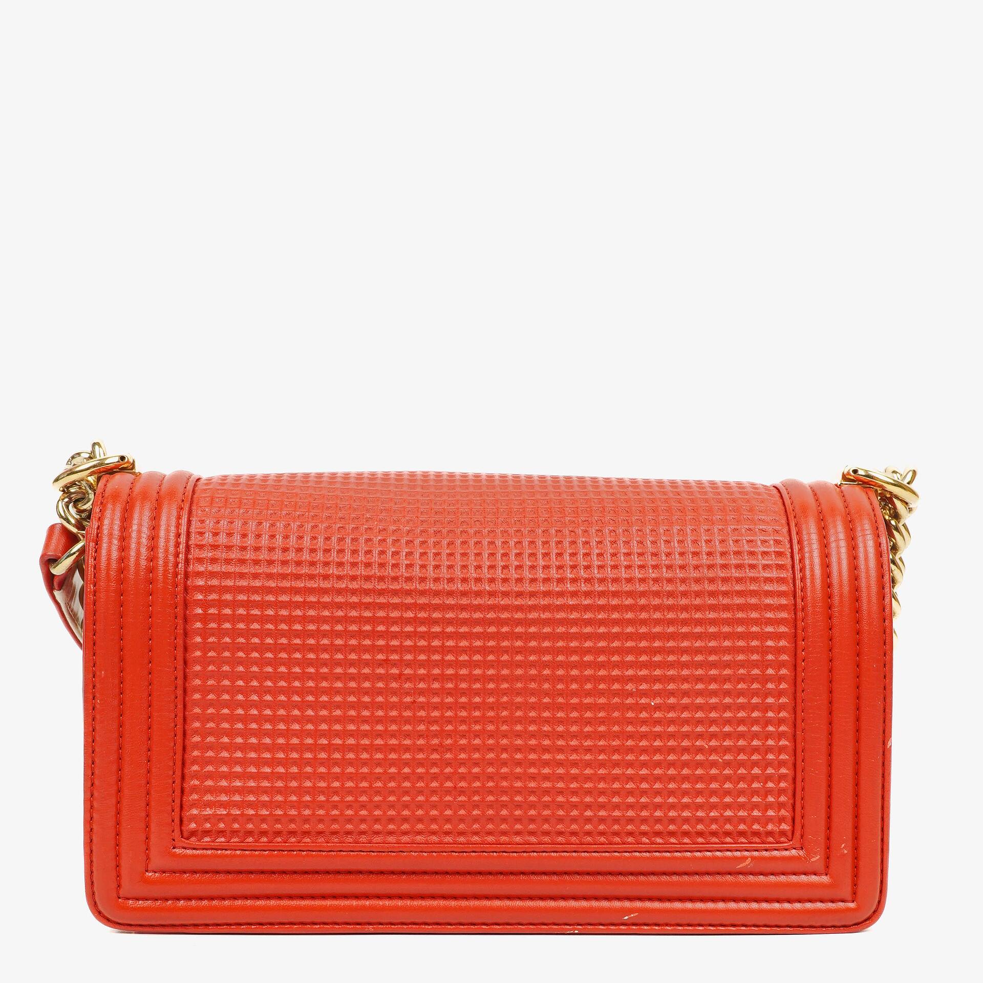 Chanel Boy Red Flap Leather Bag