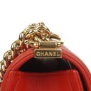 Chanel Boy Red Flap Leather Bag