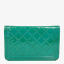Chanel Boy Wallet On Chain Bag Turquoise Patent Leather Silver-Tone Hardware