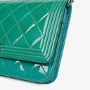 Chanel Boy Wallet On Chain Bag Turquoise Patent Leather Silver-Tone Hardware