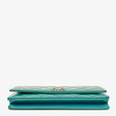 Chanel Boy Wallet On Chain Bag Turquoise Patent Leather Silver-Tone Hardware