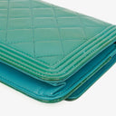 Chanel Boy Wallet On Chain Bag Turquoise Patent Leather Silver-Tone Hardware