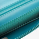 Chanel Boy Wallet On Chain Bag Turquoise Patent Leather Silver-Tone Hardware