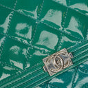 Chanel Boy Wallet On Chain Bag Turquoise Patent Leather Silver-Tone Hardware