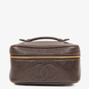 Chanel Brown Caviar Quilted Leather Timeless Cosmetic Case