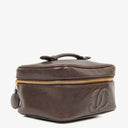 Chanel Brown Caviar Quilted Leather Timeless Cosmetic Case