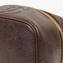 Chanel Brown Caviar Quilted Leather Timeless Cosmetic Case