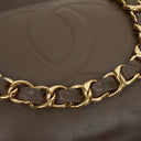 Chanel Brown Leather CC Logo Chain Tote Bag