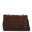 Chanel Brown Quilted Suede Tassel Flap Bag, 1989-1991
