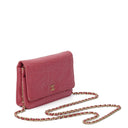 Chanel Camelia Pink Embossed Lambskin Wallet On Chain WOC