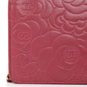 Chanel Camelia Pink Embossed Lambskin Wallet On Chain WOC