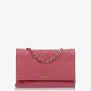 Chanel Camelia Pink Embossed Lambskin Wallet On Chain WOC