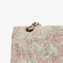 Chanel Camellia Limited Edition Print Tweed Medium Double Flap Bag Silver-Tone Hardware