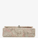 Chanel Camellia Limited Edition Print Tweed Medium Double Flap Bag Silver-Tone Hardware