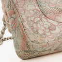 Chanel Camellia Limited Edition Print Tweed Medium Double Flap Bag Silver-Tone Hardware