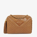 Chanel Camera Tassel Brown Leather Crossbody Bag