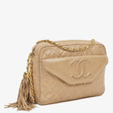 Chanel Camera Tassel CC Beige Quilted Lambskin Bag