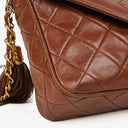 Chanel Camera Tassel CC Brown Quilted Lambskin Bag