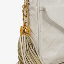 Chanel Camera Tassel CC White Quilted Lambskin Bag