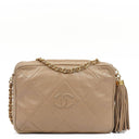 Chanel Camera Tassel In Beige Quilted Lambskin