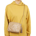 Chanel Camera Tassel In Beige Quilted Lambskin