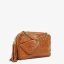 Chanel Camera Tassel Small Brown Quilted Lambskin CC Front Pocket