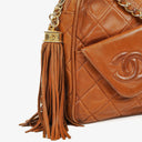 Chanel Camera Tassel Small Brown Quilted Lambskin CC Front Pocket