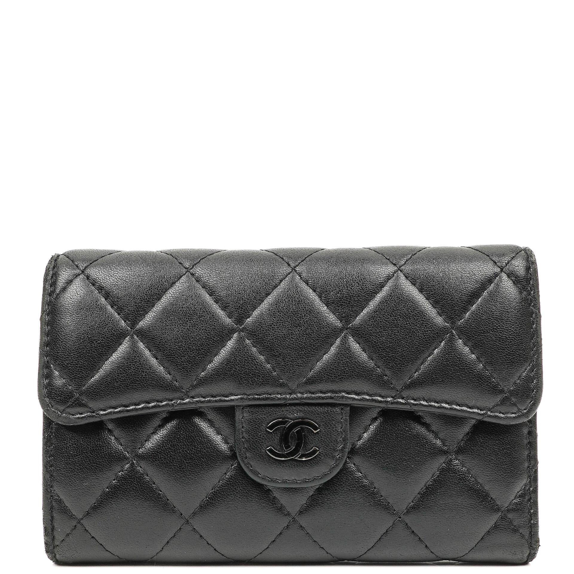 Chanel Card Holder Wallet So Black Lambskin Quilted Flap