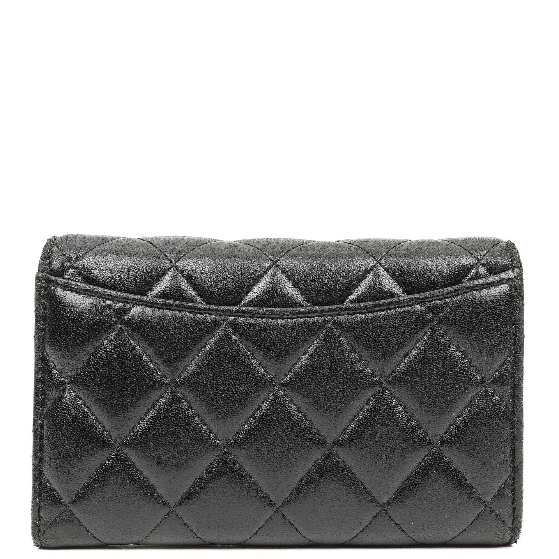 Chanel Card Holder Wallet So Black Lambskin Quilted Flap