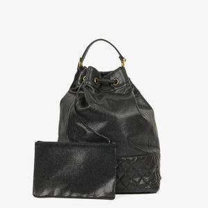 Sac à dos à cordon matelassé Chanel Caviar