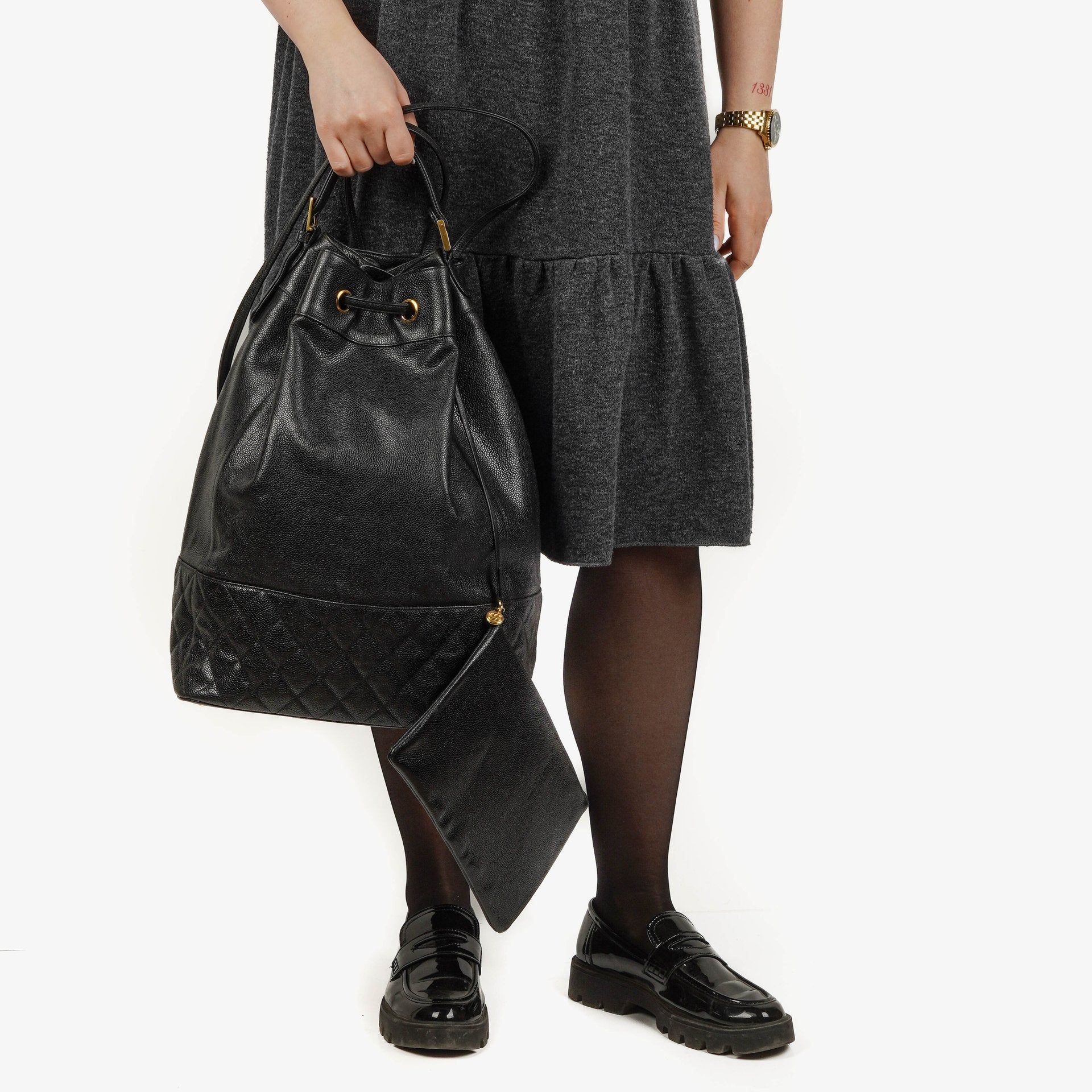 Chanel Caviar Quilted Drawstring Backpack