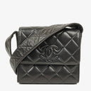 Chanel CC Black Quilted Lambskin Crossbody Messenger Bag