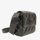 Chanel CC Black Quilted Lambskin Crossbody Messenger Bag