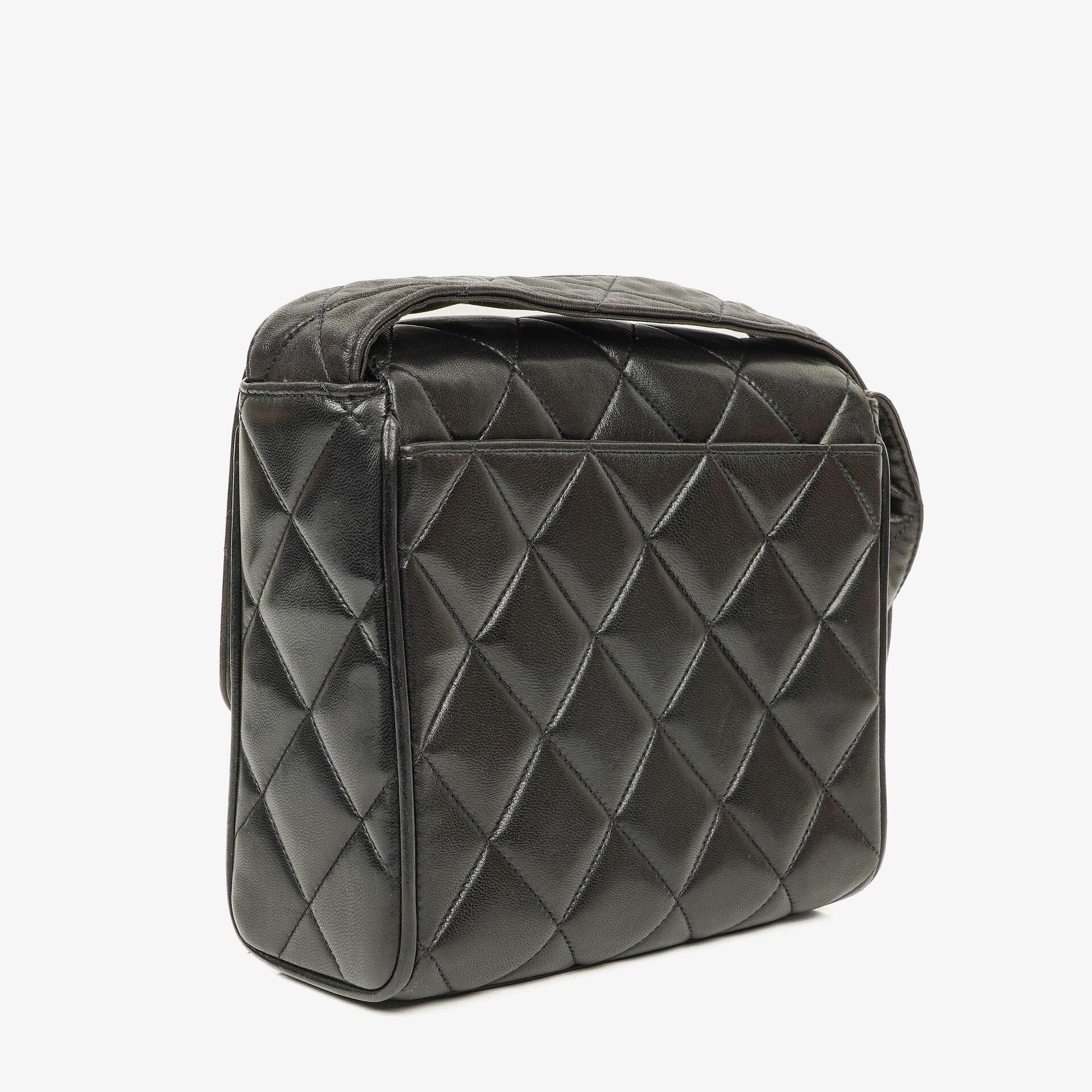Chanel CC Black Quilted Lambskin Crossbody Messenger Bag