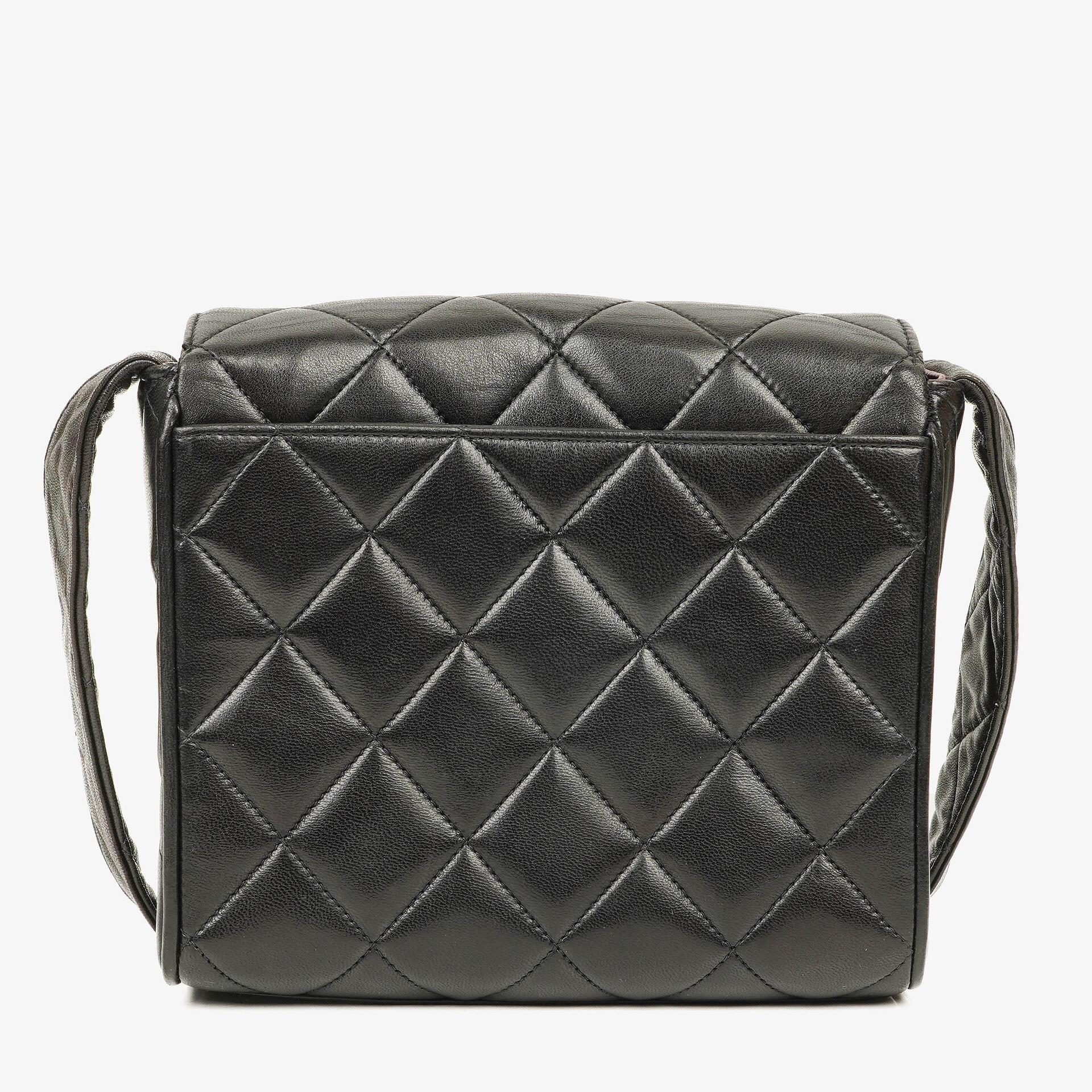 Chanel CC Black Quilted Lambskin Crossbody Messenger Bag