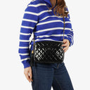 Chanel CC Black Quilted Patent Leather Camera Tassel Bag