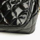 Chanel CC Black Quilted Patent Leather Camera Tassel Bag