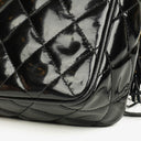 Chanel CC Black Quilted Patent Leather Camera Tassel Bag