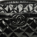 Chanel CC Black Quilted Patent Leather Camera Tassel Bag