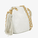 Chanel CC Double Chain White Shoulder Bag