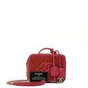 Chanel CC Filigree Small Vanity Case In Red And Pink Quilted Caviar Leather And Champagne Gold-Tone Hardware