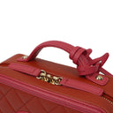 Chanel CC Filigree Small Vanity Case In Red And Pink Quilted Caviar Leather And Champagne Gold-Tone Hardware