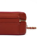 Chanel CC Filigree Small Vanity Case In Red And Pink Quilted Caviar Leather And Champagne Gold-Tone Hardware