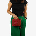 Chanel CC Filigree Small Vanity Case In Red And Pink Quilted Caviar Leather And Champagne Gold-Tone Hardware