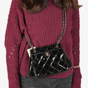 Chanel CC Front Pocket Black Quilted Patent Leather Small Tote Bag