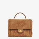 Chanel CC Logo Brown Suede Top Handle
